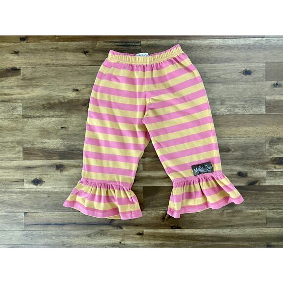 Matilda Jane Good Hart Sunrise Big Ruffles Knit Pants Orange Pink Stripe 4 - Picture 2 of 6